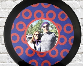 Phish Theme Donuts Record with your photo, 12" Real Vinyl Record Printed with Fishman Pattern & photo, Phish Fan, upcycled vinyl record art