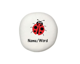 Ladybug Stone - Personalized with word/name - Custom Pocket Stone - Ladybug - Worry Stone - Keepsake - Garden Pebble - Friend - Palm Stone