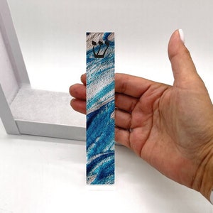 Mezuzah - Blue Glitter Swirl Mezuzah - Acrylic Mezuzah - Personalized Judaica Gift - New Baby Gift - New Home Gift - Custom Mezuzah