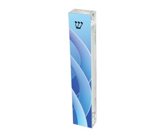 Blue Modern Mezuzah - Personalized Acrylic Judaica Gift