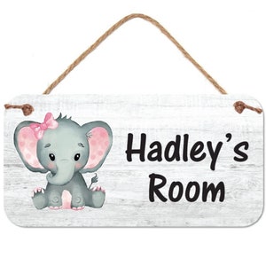 Personalized Baby Name Sign - 5&quot; x 10&quot; Baby Room Sign - Nursery Name Sign - Custom Name Sign - New Baby Gift - Elephant room decor