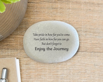 Enjoy the Journey Inspirational gift stone, Motivational gift stone, Small gift stone, desktop stone, pocket rock, custom marble rock