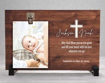 Personalized Baptism Gift, Baptism Frame, Baptism Gift, Gift Ideas for Baptism, Godson gift, Custom Wood Baptism Frame - background choice