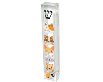 Cat Mezuzah - Acrylic Judaica Gift for Cat Lovers