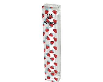 Strawberry Mezuzah - Personalized Acrylic Judaica Gift - New Baby Gift