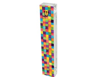 Mezuzah - Acrylic Mezuzah - Personalized Judaica Gift - New Baby Gift - Kids Mezuzah - Colored Blocks Custom Mezuzah - With or without name