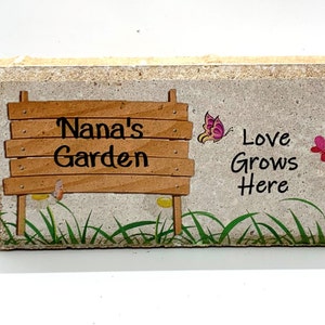 Personalized Garden Stone...Love Grows Here - Custom garden stone - Grandma&#39;s Garden - Gift for Grandma - Personalized Gift