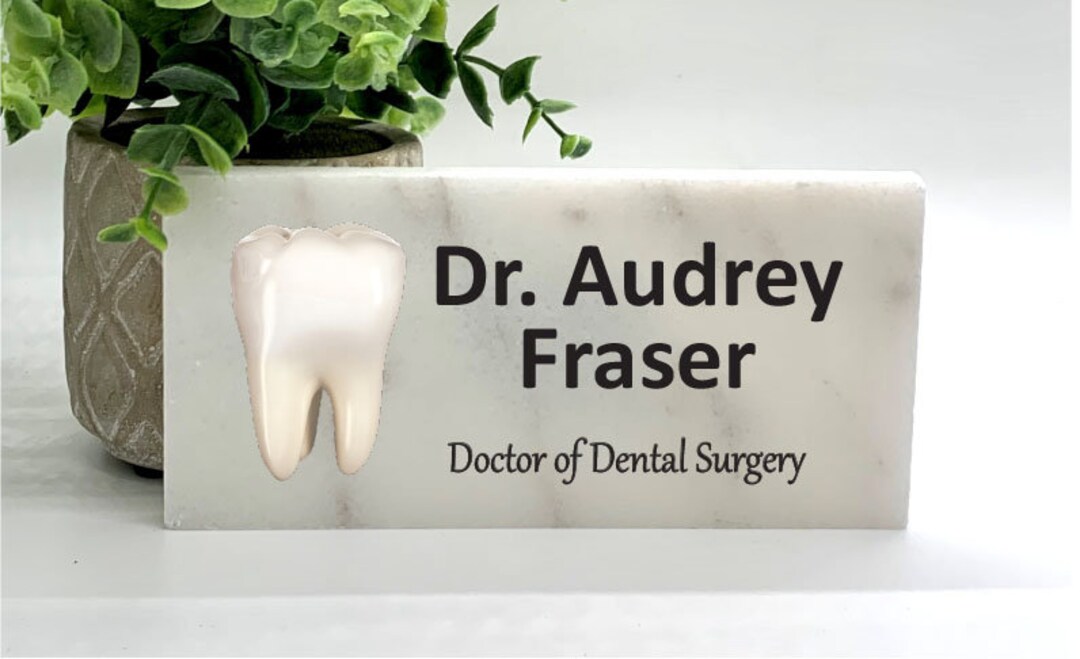 Dentist Desk Sign DDS DDM Name Plate Marble Stone Desktop Name and