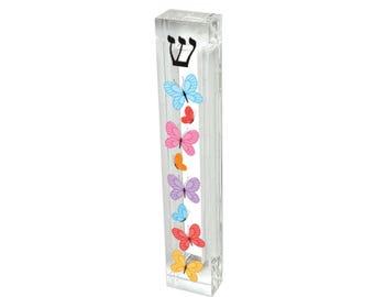 Butterfly Acrylic Mezuzah – Personalized Modern Jewish Gift