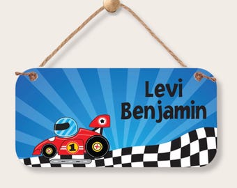 Race Car Theme Personalized Room Sign - Door Sign - Kids bedroom Sign - Room Decor - Room Sign - 5x10 PVC Custom Room Name Sign