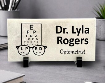 Optometrist Marble Desk Name Plate