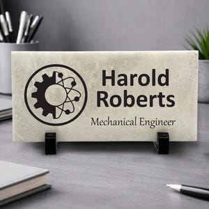 Mechanical Engineer  Desk Sign - Mechanical Engineer Name Plate - Marble Stone Desktop Name and title Sign - New Mechanical Engineer Gift