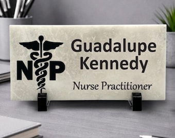 Nurse Practitioner Desk Sign -Nurse Name Plate - Marble Stone Desktop Name and title Sign - New Nurse Gift - Nurse Graduation Gift - NP