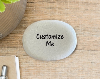Custom Stone - Personalized Marble Stone with Word or message - Custom Rock -- Custom Gift Stone - Custom Printed Stones