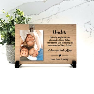 Custom Wood Uncle Frame, Personalized Frame Gift for Uncle, Gifts from Nieces and Nephew, Background Color Choice