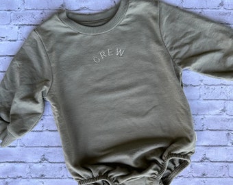 Name Bubble Sweatshirt Romper Organic Cotton Embroidered
