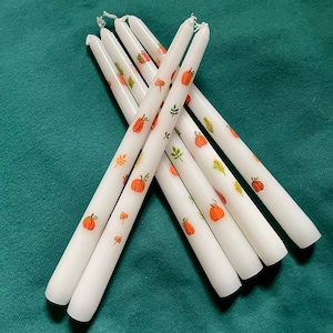 Fall Taper Candles, Painted Candles, Pumpkin Decor, Fall Home Decor, Autumn Candles