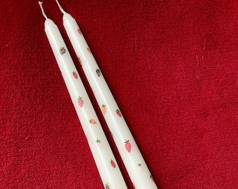 Strawberry Kissed Taper Candles (Set of Two)