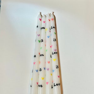 Love is Love is Love Pastel Hearts Taper Candles (Set of Two)