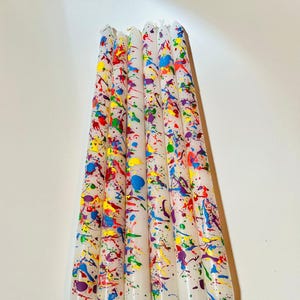 Hand-Painted Splatter Paint Taper Candles | Unique Modern Home Decor