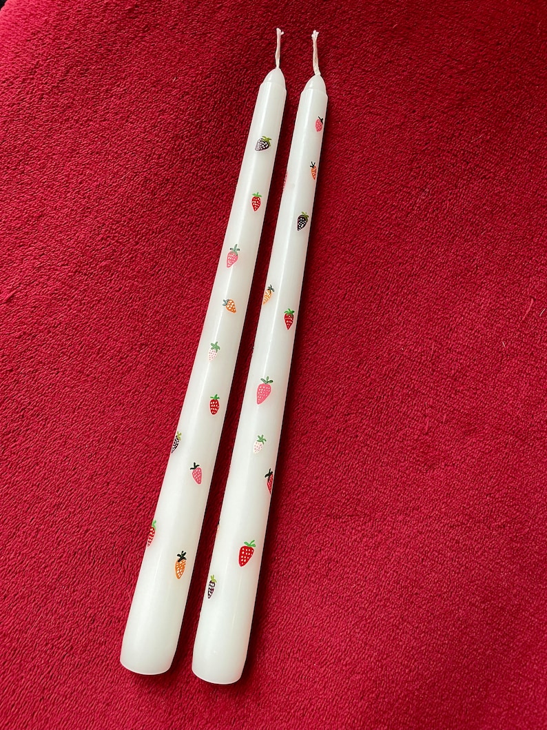 Strawberry Kissed Taper Candles Set of Two image 6