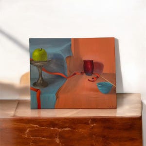 Still Life Painting, Oil Painting, Fruit Dish Art, Canvas Oil Painting