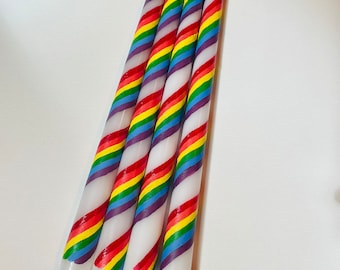 Rainbow Art, Painted Candles, Rainbow Candlesticks