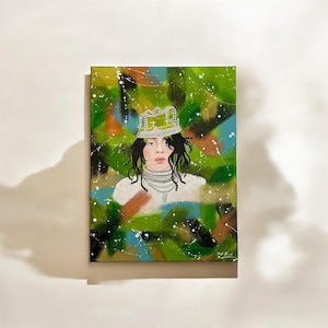 Billie Eilish Painting, Green Painting, Wall Art