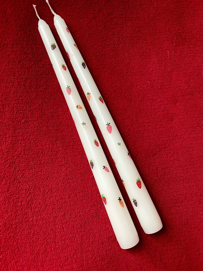 Strawberry Kissed Taper Candles Set of Two image 1