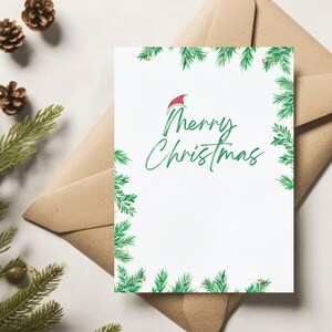 Merry Christmas Printable Card, Digital Christmas Card, Christmas Cards, Minimalistic Christmas Card