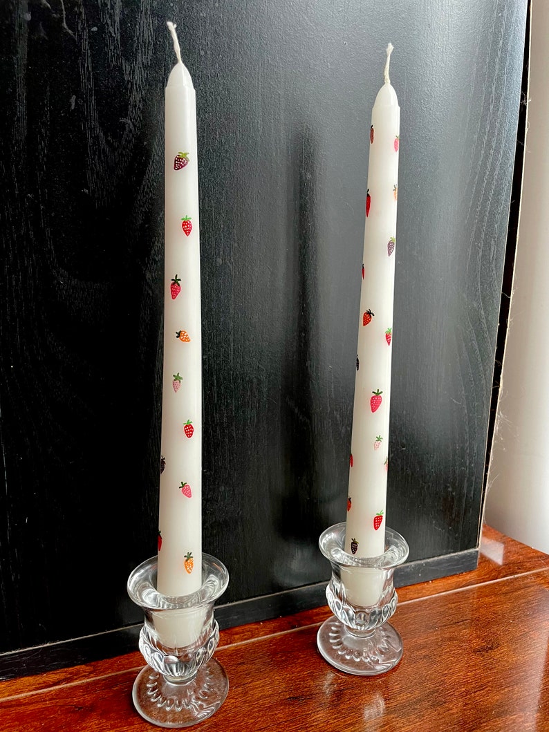 Strawberry Kissed Taper Candles Set of Two image 4