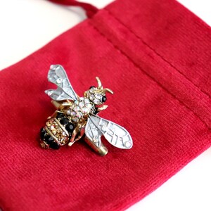 Vintage Bee Brooch with AB Rhinestones and Faceted Crystals Insect Jewelry image 4