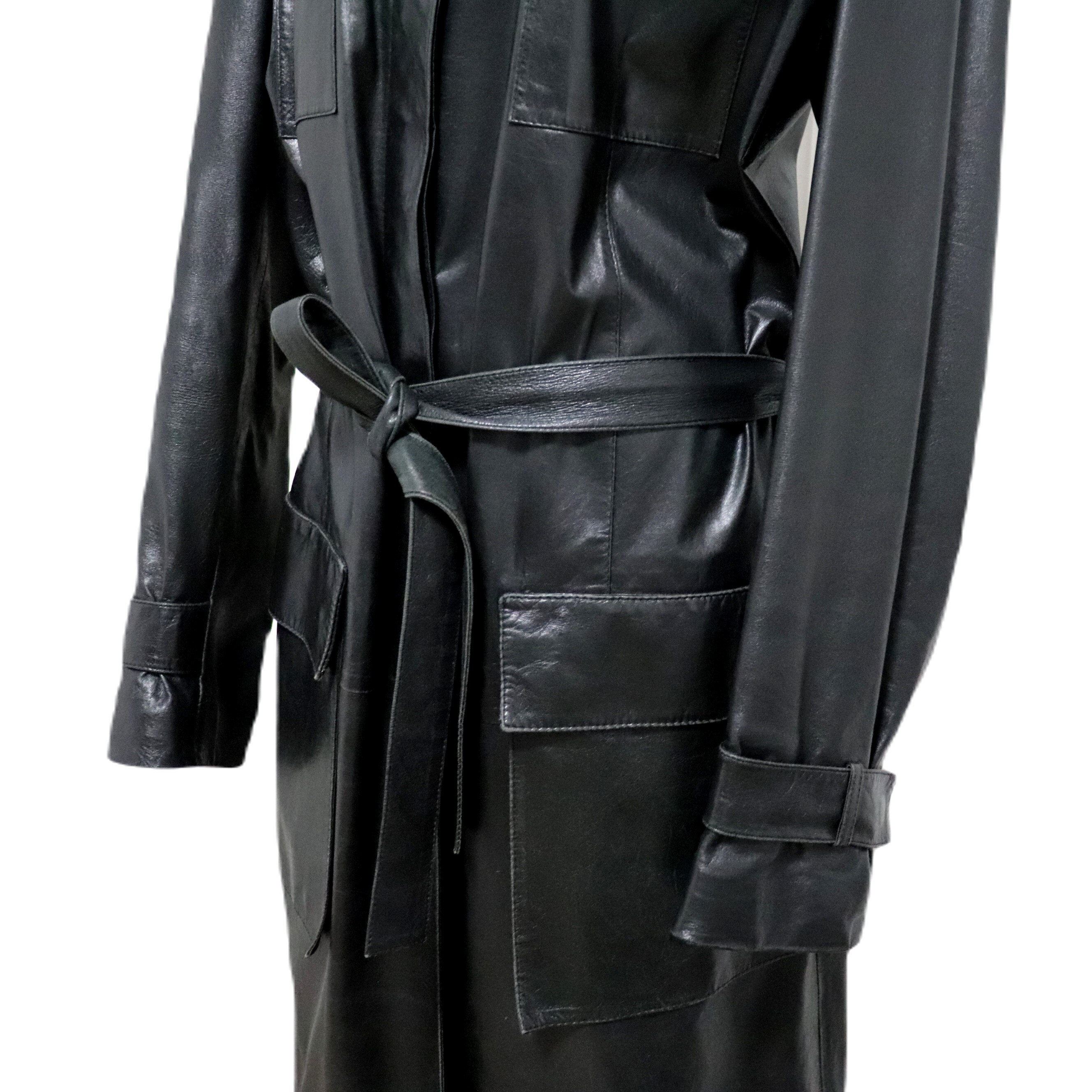 Auth GUCCI Tom Ford Black Leather Coat| Vintage Gucci Leather