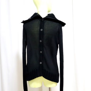 Vintage PROENZA SCHOULER Turtleneck | Black Wool, Cashmere & Silk Blend | Two-Sided High Neck Sweater with Buttons | Size S