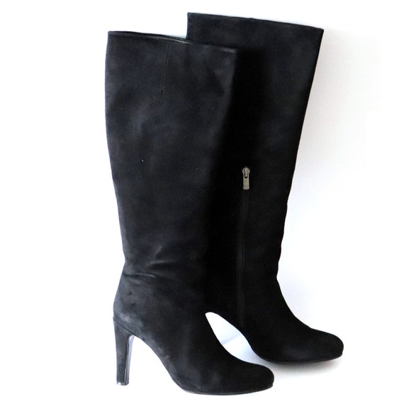 Black Suede Boots | High Heel Women Long Boots | Knee high Stiletto Autumn Winter Boots Size 37