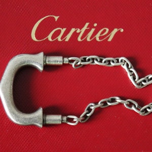 Porte-clés en argent CARTIER Authentique porte-clés en argent sterling avec logo Cartier C, vintage rare, signé Cartier fabriqué en France image 1