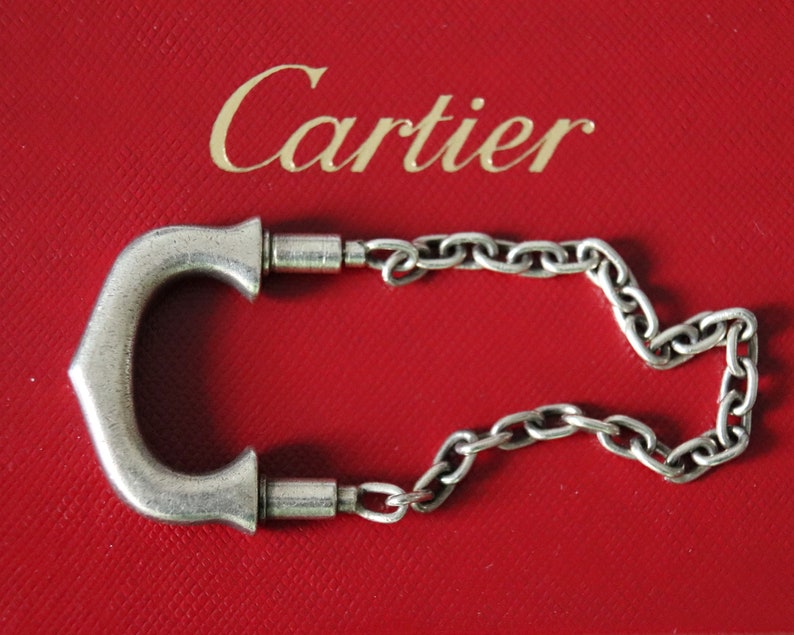 Porte-clés en argent CARTIER Authentique porte-clés en argent sterling avec logo Cartier C, vintage rare, signé Cartier fabriqué en France image 1