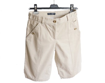 DOLCE & GABBANA Shorts | DG Beige Baumwolle Frauen Shorts mit Taschen made in Italy | Creme Knielange Shorts