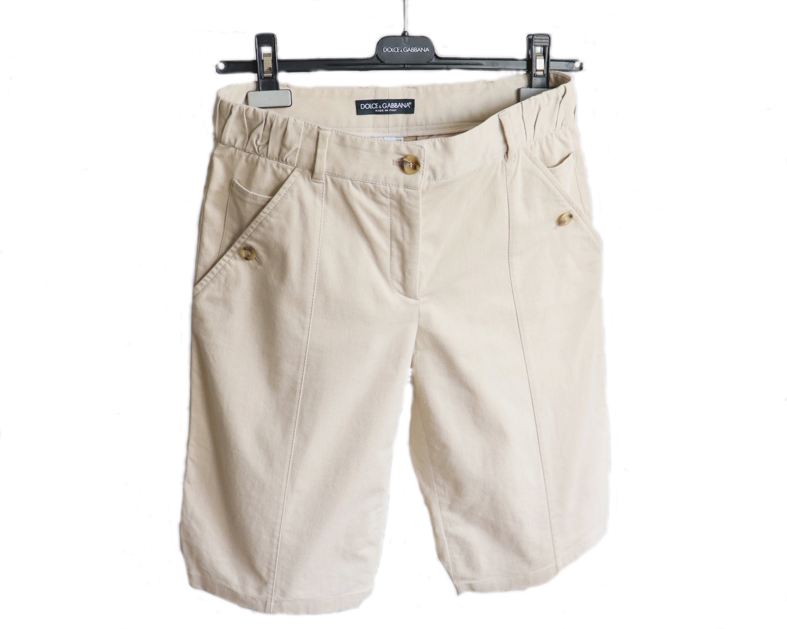 DOLCE GABBANA Shorts DG Beige Cotton Women Shorts With Pockets