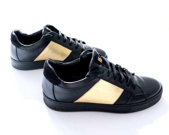 Roberto Botticelli Leather Italian Sneakers New Black