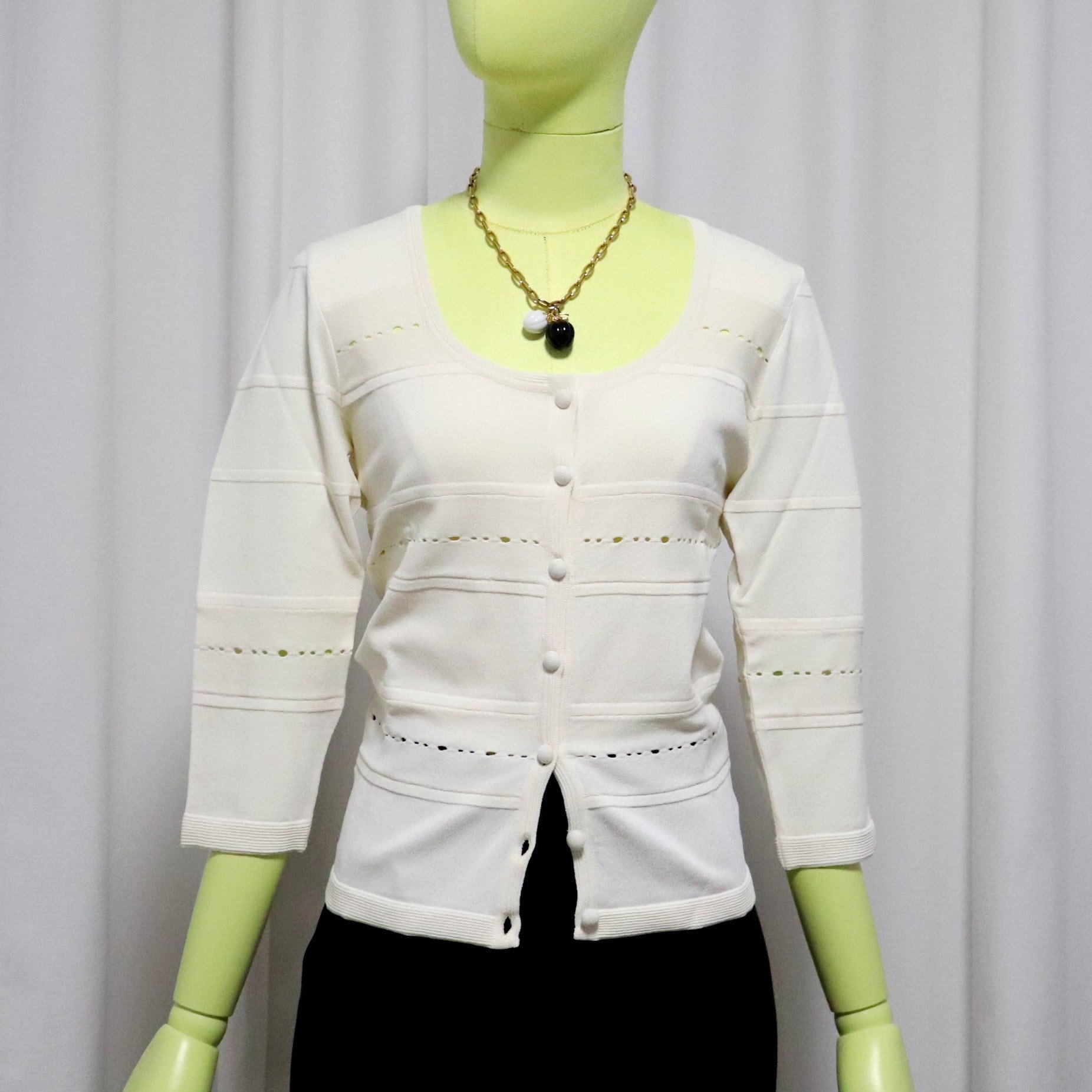 ラペルラ　ブラウス 新品 LA PERLA ブラウス（タグ付き）｜7分袖 アイボリー ボタン付き