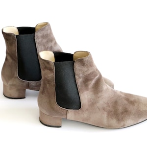FABIO RUSCONI Stiefel | Ankle Frauen Wildleder Stiefel | Grau Braune Kurze Stiefel | made in Italy Gr. 38