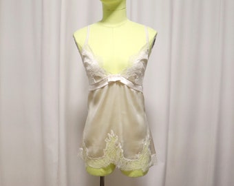 Ivory Silk Camisole with Lace - Cotton Club - Size IT 2, made in Italy