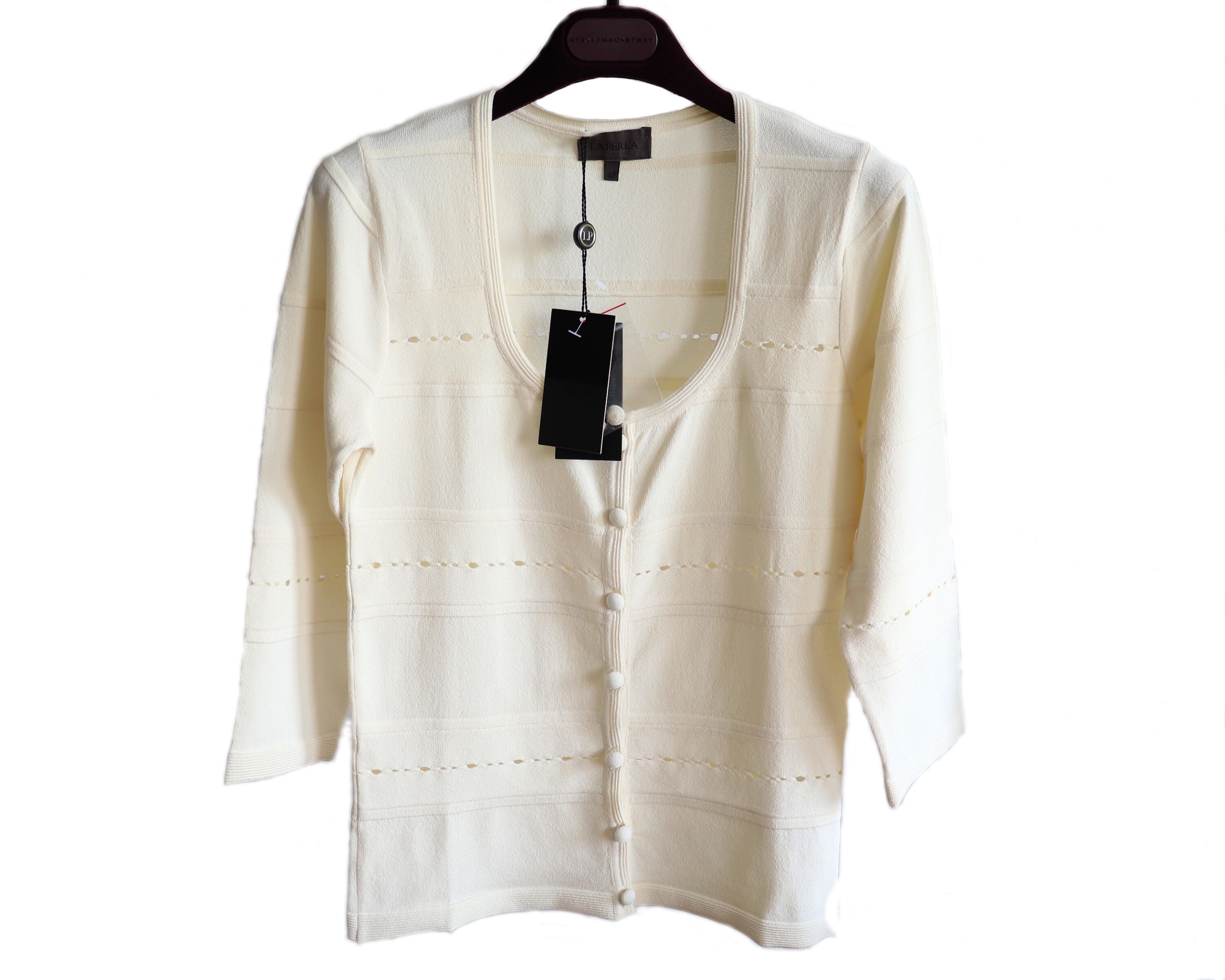 新品 LA PERLA ブラウス（タグ付き）｜7分袖 アイボリー ボタン付き