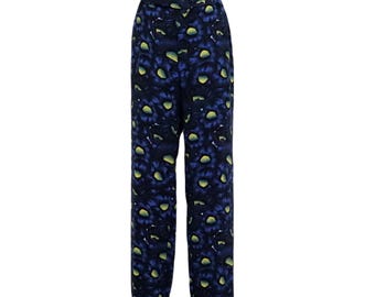 KENZO Pants | Authentic Vintage Kenzo Woman Tapered Dark Blue Pants with floral print and pockets Size 42 FR