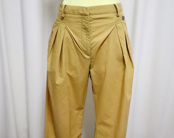 BALENCIAGA Pants | Authentic Vintage Balenciaga Woman Cotton Trousers | Mustard yellow tapered summer pants with pockets