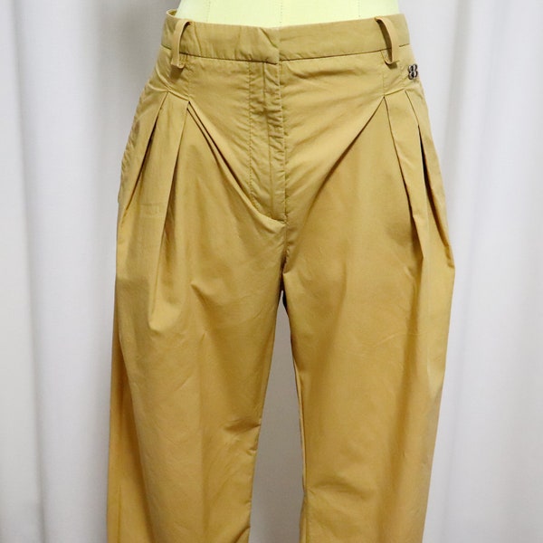 BALENCIAGA Pants | Authentic Vintage Balenciaga Woman Cotton Trousers | Mustard yellow tapered summer pants with pockets