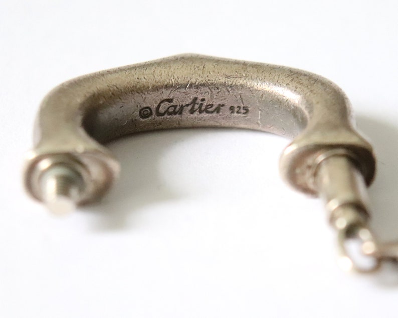 Porte-clés en argent CARTIER Authentique porte-clés en argent sterling avec logo Cartier C, vintage rare, signé Cartier fabriqué en France image 3