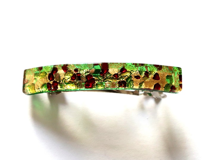 MURANO Glass Golden Barrette Hair Clip Authentic Vintage Multicolor