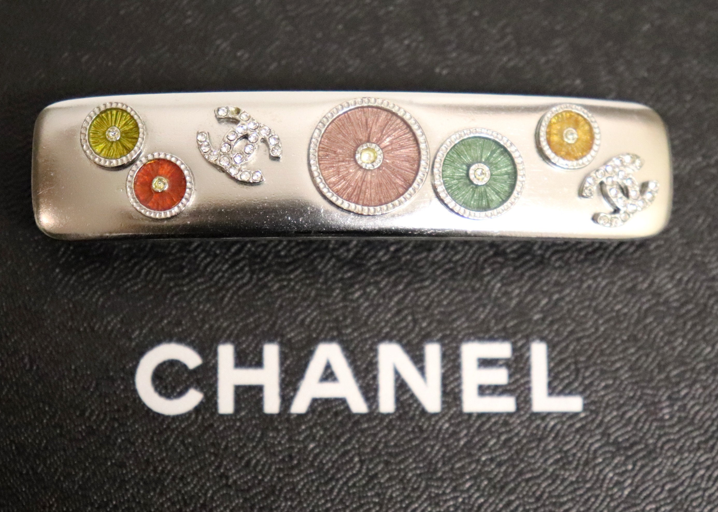 Chanel Satin Camellia CC Hair Clip Barrette White Black – Coco Approved  Studio